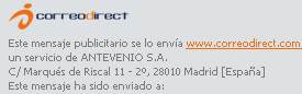 mensaje enviado por CorreoDirect (Grupo Antevenio) - MarquÃfÂ©s de Riscal 11, 2Ã,Âº (28010-Madrid)